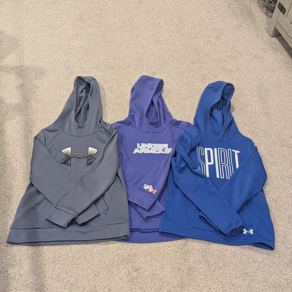 Under Armour Girls' Hooded Sweatshirt Trio - Gray, Purple, Royal Blue